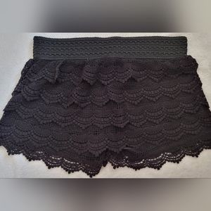 Canclay lace crochet layered shorts womens, medium, black